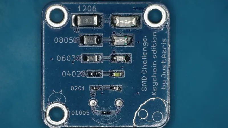 Board under microscope